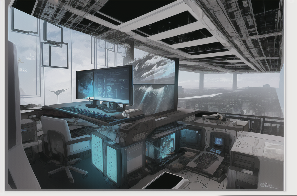 00005-2888984057-a computer,Sci-fi Scene,No one,Rich in details,Lots of tech-related lines,Desktop computer,neat lines,bright colors,Positive col